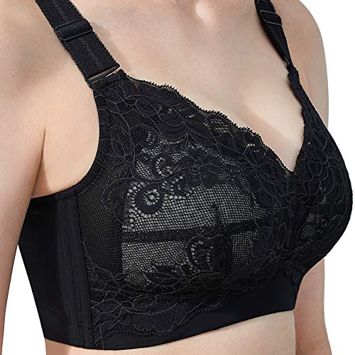 AILIVIN Sutiã feminino 34-40 (B-DD) minimizador sem aro, com cobertura total, sem aro, Preto, (40) 4