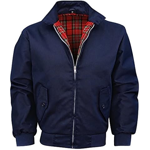 Wholesale Workwear Vintage Harrington New Adults British Made Harrington Jacket Coat Bomber Classic 1970'S Vintage Retro Mod Skin Scooter Tartan Lining Navy XL Cover