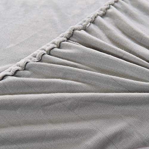 Velvet Fitted Sheet Full Size,Fleece Plush Bed Sheet Mattress Protector Cover With 15'' Deep Pocket Warm Fuzzy Bottom Sheet (Not Include Pillowcases) (Gray, Full) #TOP6