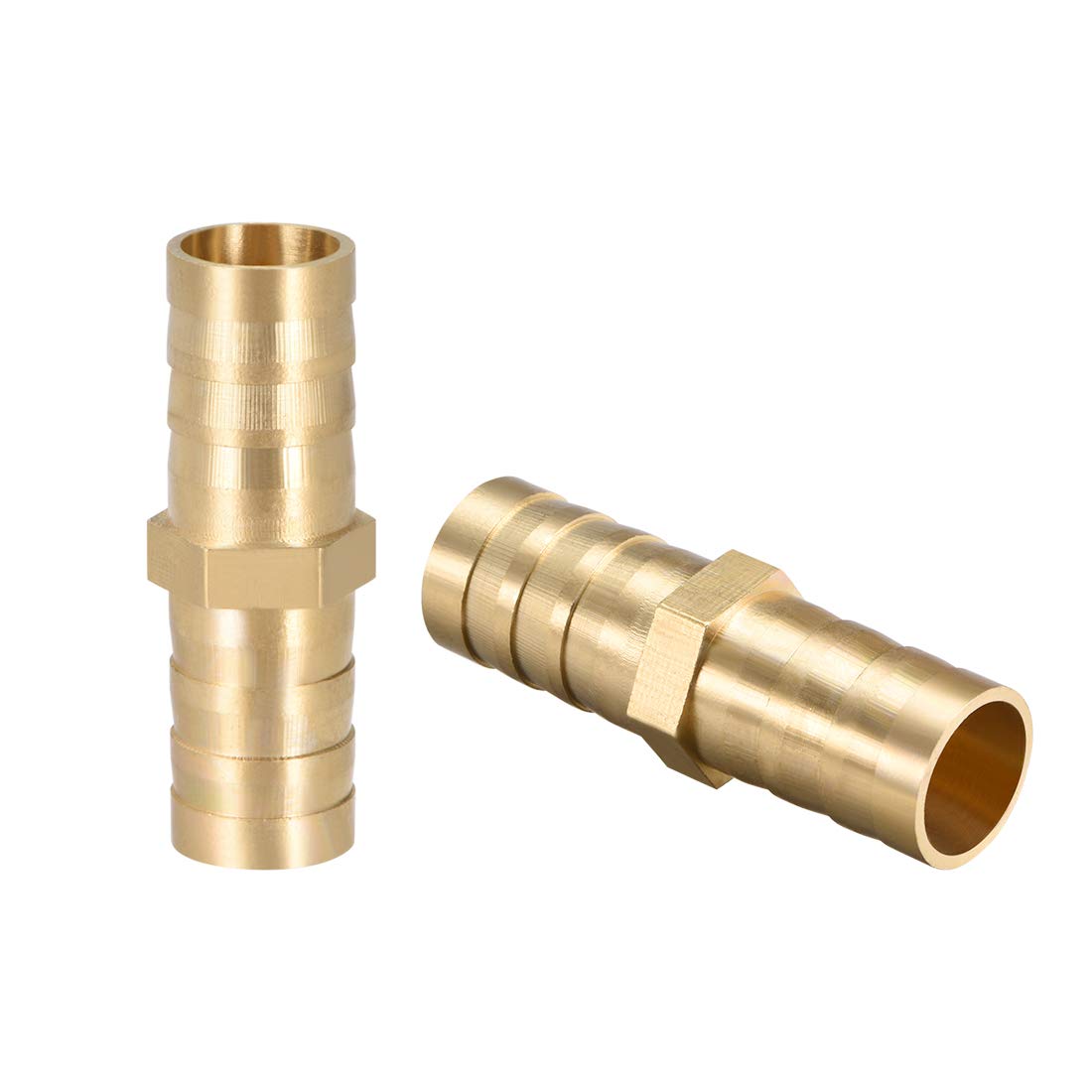 sourcing map 12mm or 1/2" ID Brass Barb Splicer Fitting,Straight Barb Hose Fitting Air Gas Water Fuel,2pcs