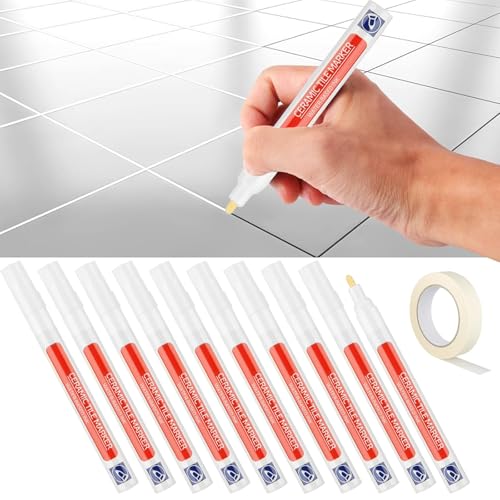 Rotulador Juntas Azulejos Blanco,10pcs Rotulador de Lechada BlancoLechada Blanca,Lápiz para Juntas,Plumas Azulejos Marcador Reparación,Bolígrafo Restaurador Lechada Pared,Pluma Relleno Lechada