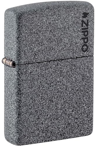 Image of Zippo Classic Iron Stone Windproof Lighter - Textured Matte Finish with Zippo Logo, Refillable, BIS Certified