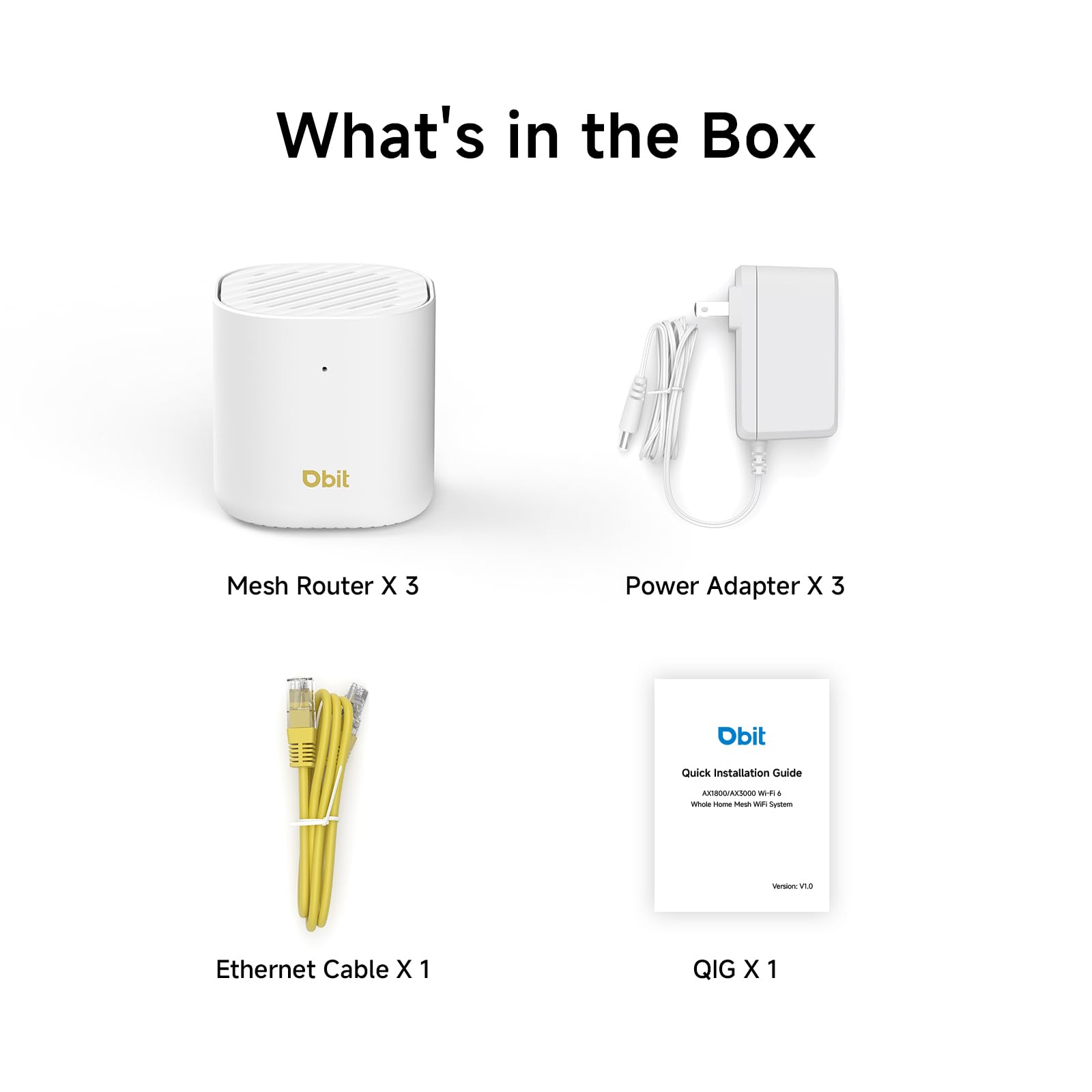 DBIT AX3000 WiFi 6 Mesh Wi-Fi System | 6,500 Sq Ft Coverage & 150 Devices | Dual-Band, Seamless Roaming, Parental Controls | Replaces Wireless Router and Extender | 2 Gigabit Ports Per Unit (3-Pack)