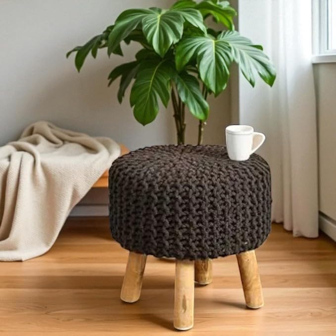Sitting Solutions Home - Wooden Frame Round Ottomans