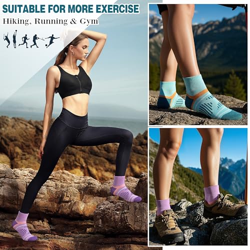 EBMORE 6 Pairs Merino Wool Ankle Hiking Running Socks Compression Support Thick Cushion No Show Socks for Men Women4