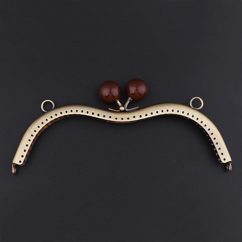 Retro Metal Purse Clutch Handle DIY Bag Craft Frame Kiss Clasp Lock Brown-image-31