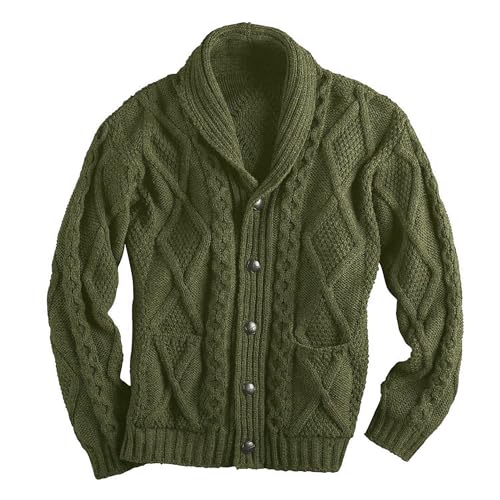 Men's Knit Cable Sweater Overcoat Long Sleeve Open Front Shawl Collar Loose Fit Cardigans with Pockets4