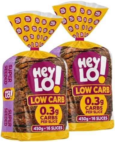 HeyLO Low Carb Seeded Keto Bread, 0.3g Carbs Per Slice, 2 x 450g