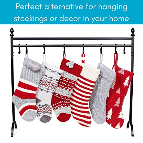 Birdrock Home 8 Hook Christmas Stocking Holder Stand For Floor | Heavy Duty Freestanding Rack | Iron Metal With Sturdy Base: 41” Long X 35” Height X 11” Wide | Holiday Decor Hanger | Modern Black #TOP7