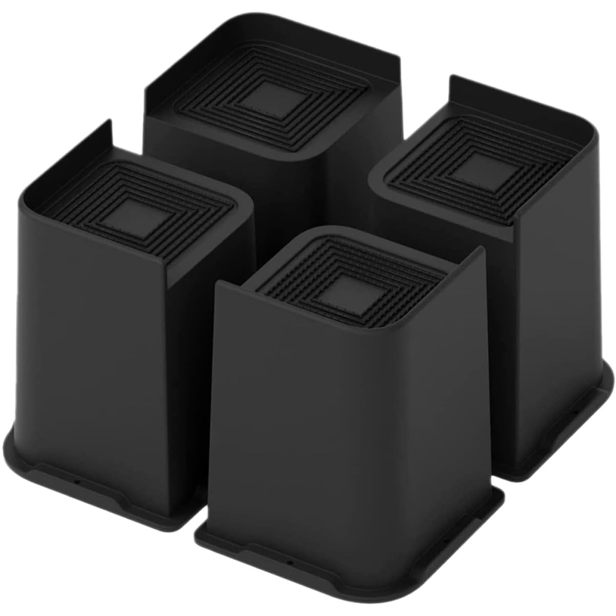 Elevadores de Cama de PP Negro 4 Piezas Base Antideslizante y Diseño Protector para Aumentar Altura de Muebles Sofá Cama Mesa