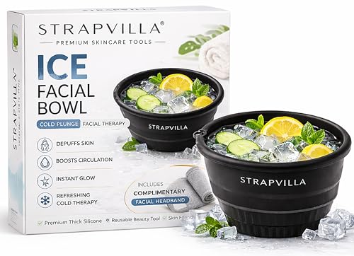 Image of Premium Face Ice Bowl for Facial Icing Therapy, Silicone Face Ice Bowl for Face Dipping Routine, Large Ice Face Bowl, Skin Tightening & Puffiness Relief, Foldable Design with Hair Headband