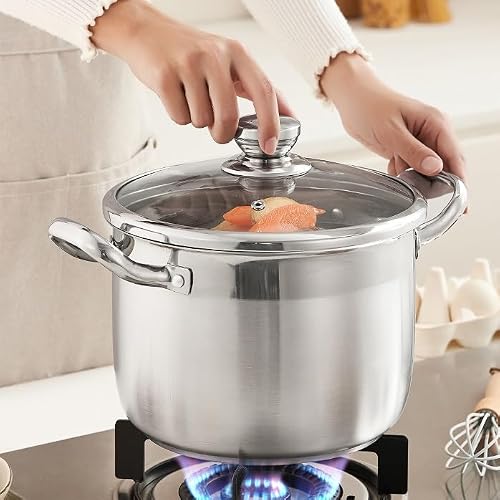 CCKUYT Stainless Steel Stock Pot Soup Sauce Pan Cooking Pots Lids Cover Daily Use Stockpot Pans For The - Image 4