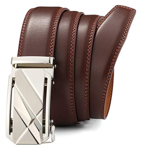 Image of Lingli Men's Belt,Ratchet Dress Belt with Automatic Buckle Brown /Black-Trim to Fit-35mm wide