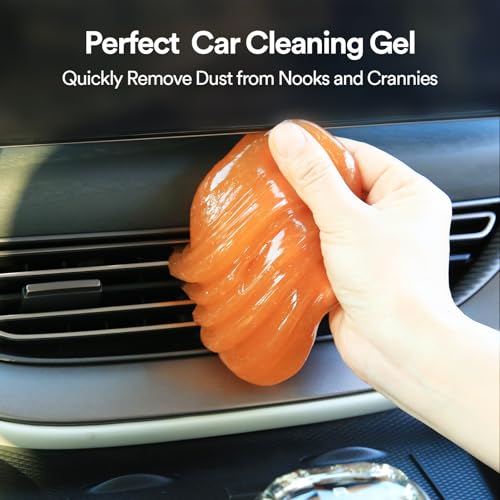 PULIDIKI Car Cleaning Gel for Car Cleaning Putty Car Putty Auto Detailing Tools Car Slime Cleaner Dust Cleaning Gel for Car Interior Cleaner Car Accessories Keyboard Cleaner Orange(2Pack)