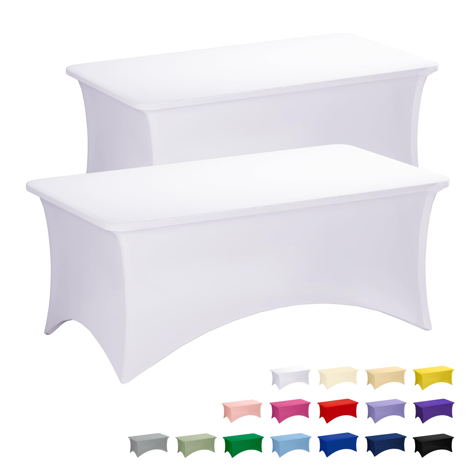 Fixwal 2 Pack 6FT White Tablecloth Rectangle Spandex Fitted Table Cover | Fit for 6 Foot Rectangle Table, Washable Stretch, Ideal for Party, Wedding, Banquet, Buffet, Vendor Booth-image-28