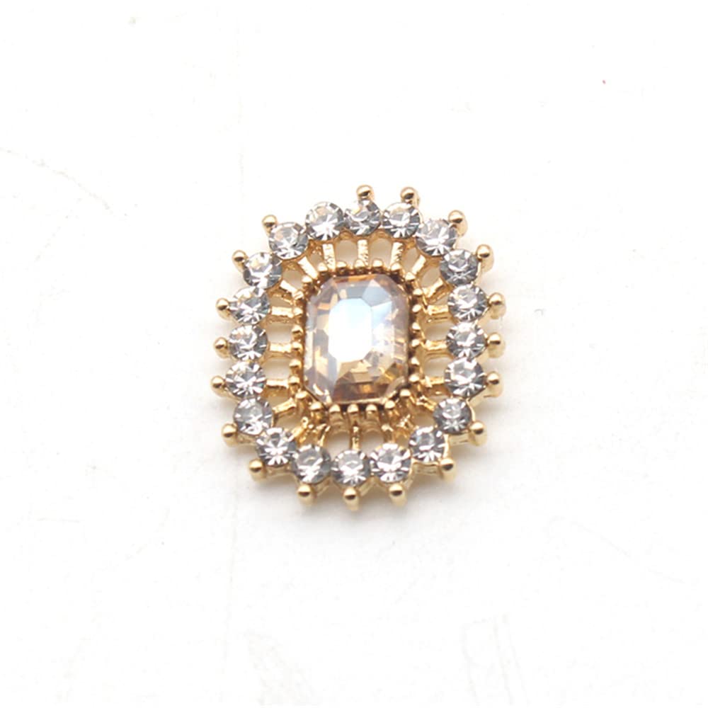 10PCS 17 * 20MM Rectangular Metal Rhinestone Flat Button Button for DIY Wedding Clothing Bags Hair Accessories Decorative Jewelry