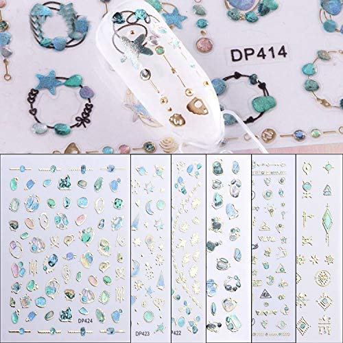 6 Pcs 3D Self-Adhesive Nail Jewels Rhinestone Stickers Fashion Lady Glamour Nail Decoration Art Design Nail Decals 3D Manicure Jewelry Decoration