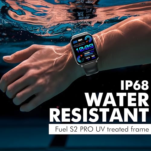 Image of Nervfit Fuel Pro S2 Premium Smartwatch with 2.02 inch TrueColor+ Display, BT Calling, AI Voice Assistant, Waterproof, Heart Rate & SpO2 Monitoring, and 100+ Sports Modes (Midnight Black Silicone)