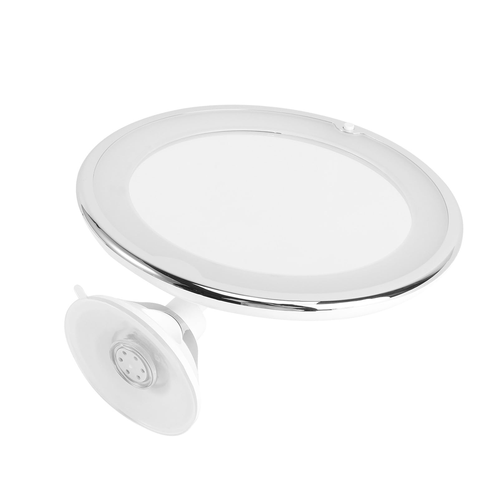 ibasenice Espejo de Maquillaje Redondo con Aumento 7X, Luz LED Integrada y Ventosa para Baño, Espejo Cosmético de Vidrio Portátil para Tocador