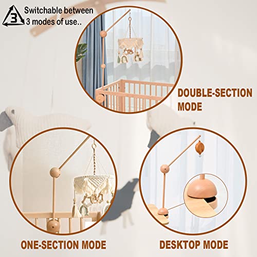 Wooden Baby Crib Mobile Arm, Adjustable Mobile Holder For Crib And Desk Rotating Baby Mobile Hanger Nursery Decoration (3 Modes) #TOP2