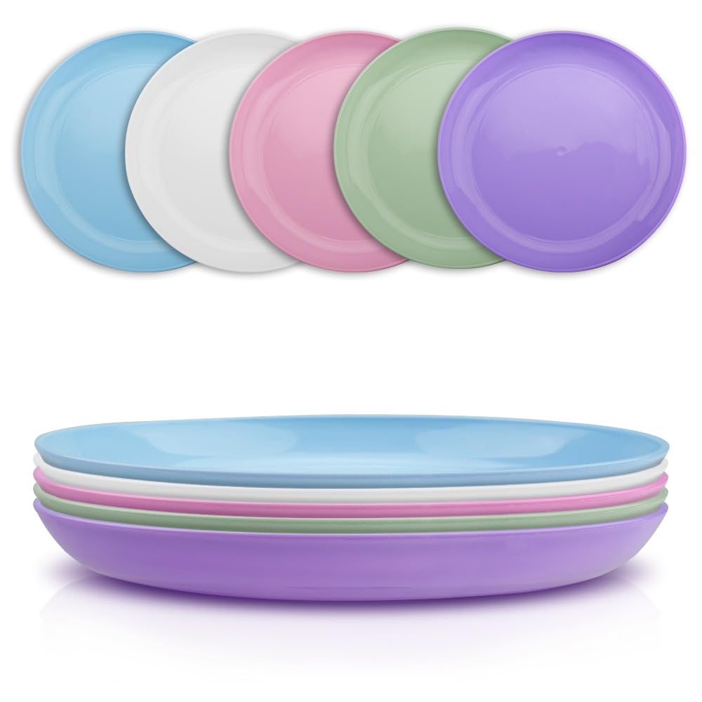10 Pezzi Piatti in Plastica Piatti Campeggio 19 cm Piatti Plastica Rigida Lavabili per Pasta, Insalate, Dolci, Senza BPA