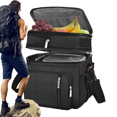 Bolsa de pícnic - Bolsa isotérmica aislada - Compartimentos de varias capas a prueba de fugas portátil con correa de hombro ajustable para camping, vacaciones, adultos, hombres y mujeres