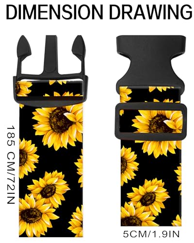 Image of Luggage Straps for Suitcases, Adjustable Travel Belt, Durable Wide Luggage Strap, Cute Suitcase Strap Identifiers with Buckle, Bag Straps for Luggage, Cute Sunflowers