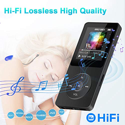 MP3 Player, MP3 Music Player,Build-in Speaker, Portable HiFi Music Player for Kids, with 1.8" Screen, Expandable up to 128GB, Ultra Slim Mp4 Mp3 Audio Players with FM Radio,Voice Recorder, Video