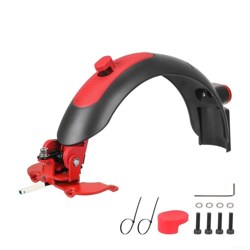 Hintere für Kotflügel für Max G30, graue High-End-Aluminiumlegierung, Bremswasserabweiser Rücklichter + Schraubenwerkzeug-Set, Schutzblech-Ersatz-Set (rot, rot, grau)