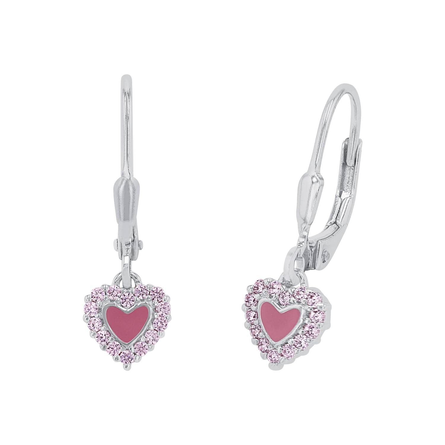 Prinzessin Lillifee earrings 925 Sterling silver girls' children's earrings, with zirconia synth., 2.1 cm, silver, heart, comes in jewelry gift box 2036257
