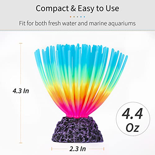 Image of Uniclife Aquarium Imitative Iridescent Blue Sea Urchin Ball Artificial Silicone Ornament with Glowing Effect for Fish Tank Landscape Decoration