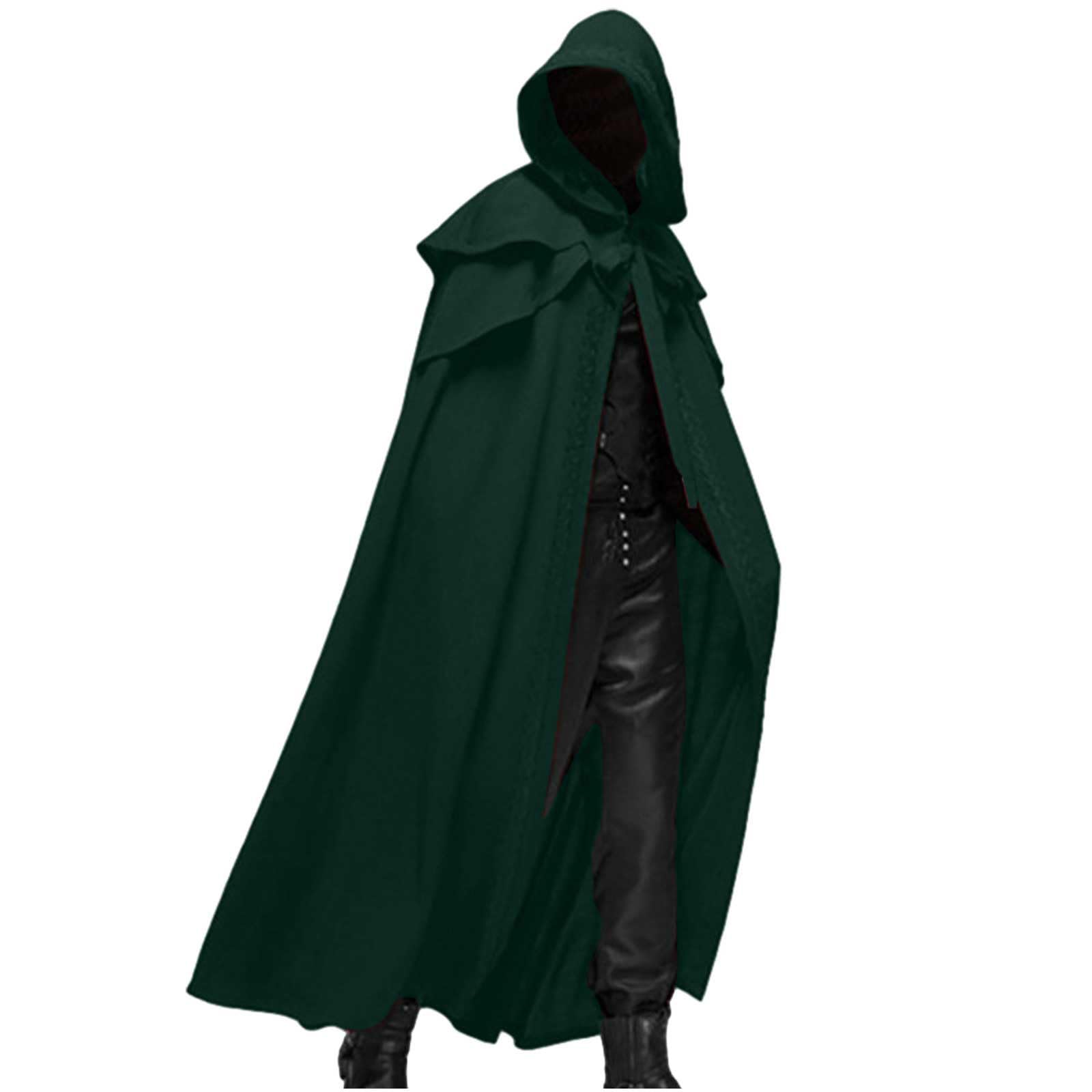 Hooded Cloak Adult UK Full Length Cape Women Men Cosplay Costumes Halloween Black Hooded Cape Witch Cloak Party Vampires Accessories Christmas Ladies Fancy Dress Costume