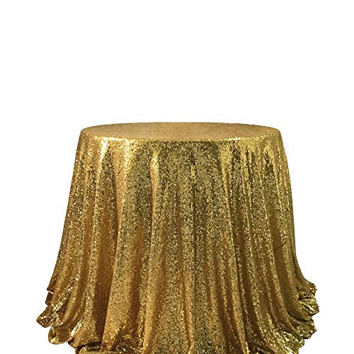 Trlyc Round Sequin Tablecloth-72 Sparkly Gold Sequin Tablecloth Glitter Round Tablecloth for Party Wedding Valentine's Day Birthday Banquet