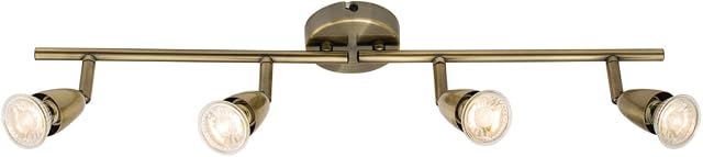 Amalfi 4 Way Decorative Antique Brass Finish GU10 LED Compatible Adjustable Ceiling Spotlight Bar Track Lighting
