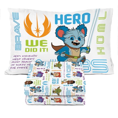 Image of Sunny Side Up Star Wars Young Jedi Adventures Twin Sheet Set - 3 Piece Kids Bedding Set Includes Pillow Cover - Super Soft Yoda Microfiber Sheets