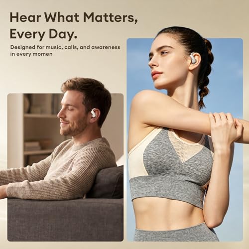 Image of PAXA Open Ear Earbuds with Replaceable Batteries, Open Ear Headphones | LED Digital Display Charging Case, Bluetooth 6.0 Over The Ear Earbuds for Running, Work, Walking, SwapBuds M143 White