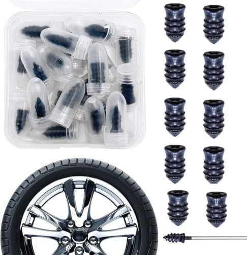 Image of 10 PCS Universal Tubeless Tyre Puncture Repair Mushroom Plug Kit with Storage Box | Rubber Tire Repair Plugs for Car, Bike, Motorcycle, Scooter, SUV, Truck & Heavy Vehicles | Leak Sealing Tool