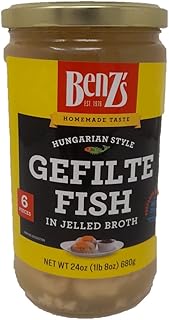 Benz's Jarred Gefilte Fish with No MSG, Kosher Certified, 24 oz Kosher For Passover