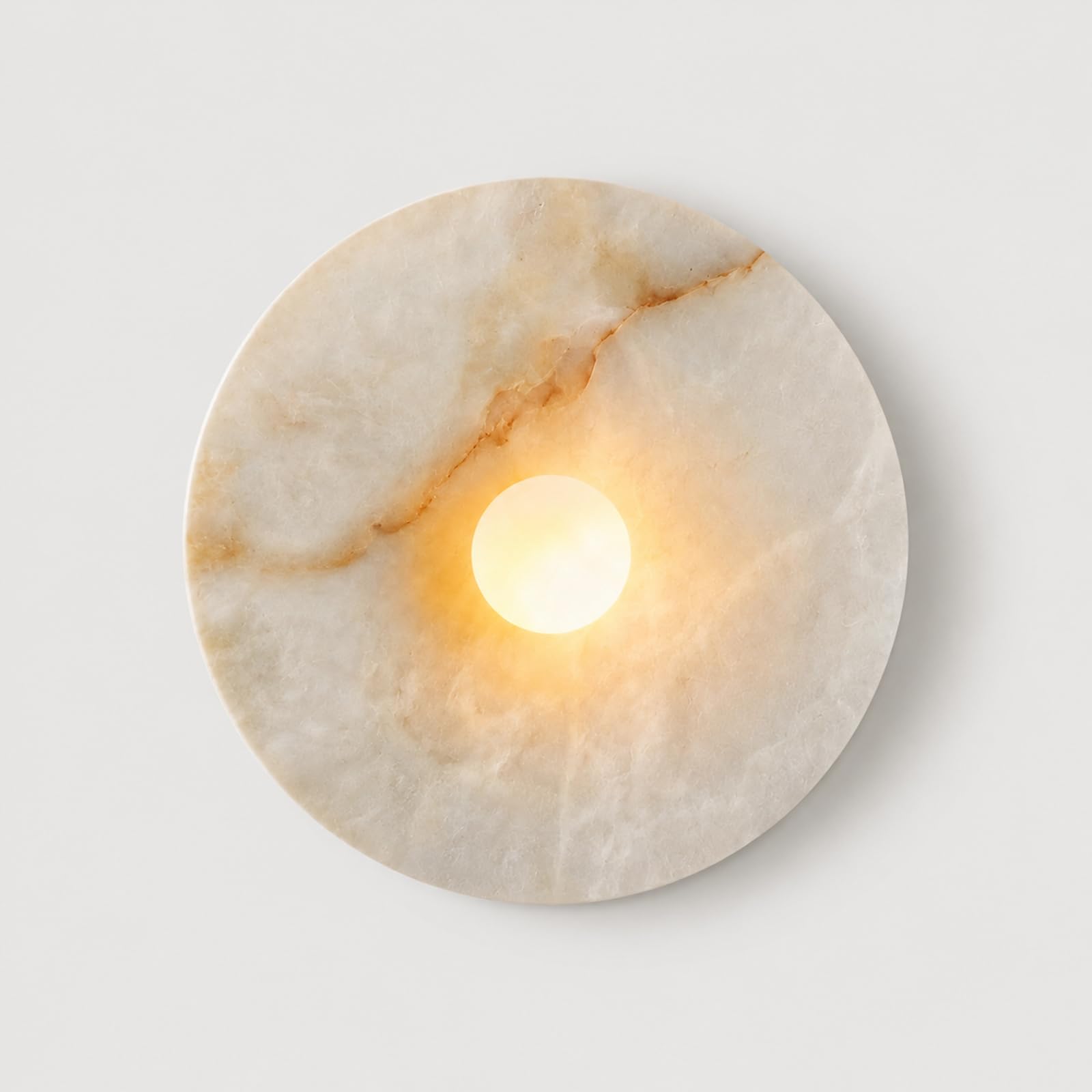 Kikioo Modern Bedroom Corridor Alabaster Marble Wall Sconce Glass Ball Shade, G4