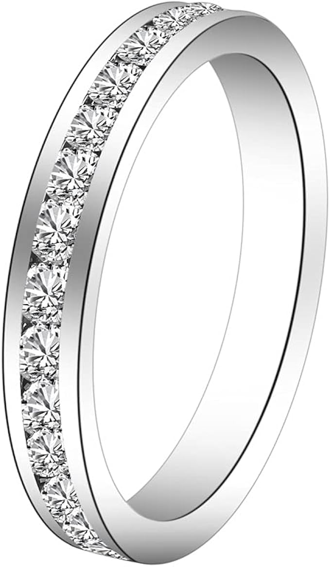 Muses Art Design Birthstone Eternity Band Ring (Channel Set