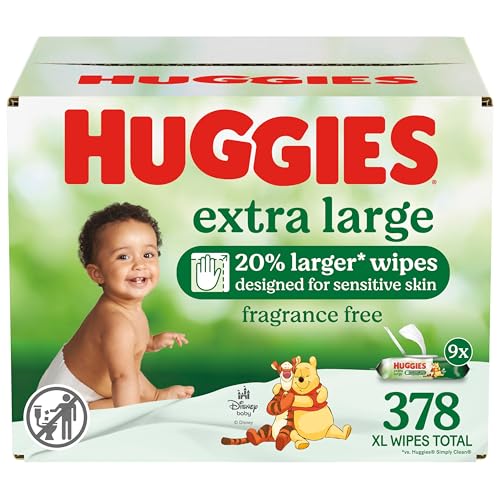 Image of Huggies Extra Large Baby Wipes, Unscented, 9 Flip-Top Packs, 378 XL Wipes Total, Packaging May Vary