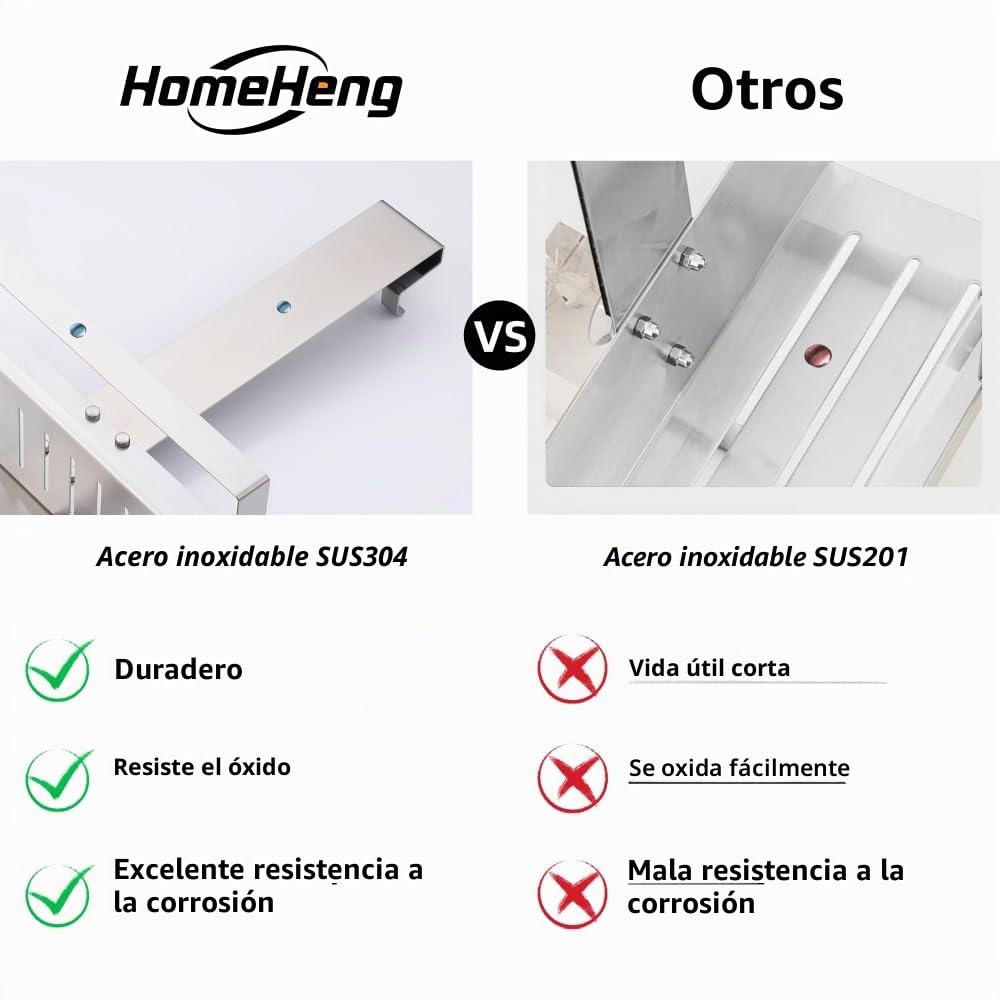 Estantería de ducha para colgar, estante de ducha de 2 estantes para colgar | SUS304 H30BN-2DH - Cesta de ducha doble de acero inoxidable con gancho para mampara de cristal