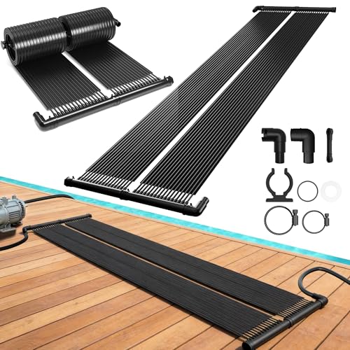 YRHome 400 x 140 cm Pool Solarkollektor Set,EPDM Solarmatte,Mit 32 dünne Schläuche Beliebig...