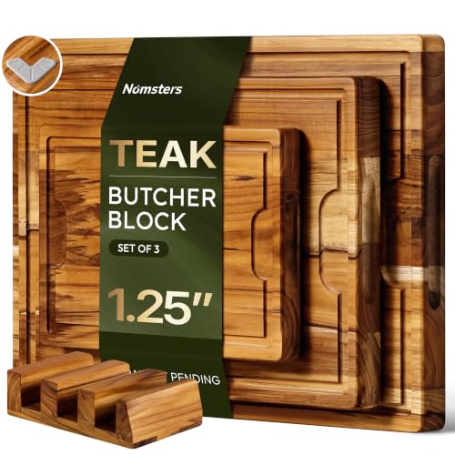 3-Piece-Teak-Cutting-Board-Set-Butcher-Blocks-with-Juice-Groove 3-Piece Teak Cutting Board Set, Butcher Blocks with Juice Groove - Image 1