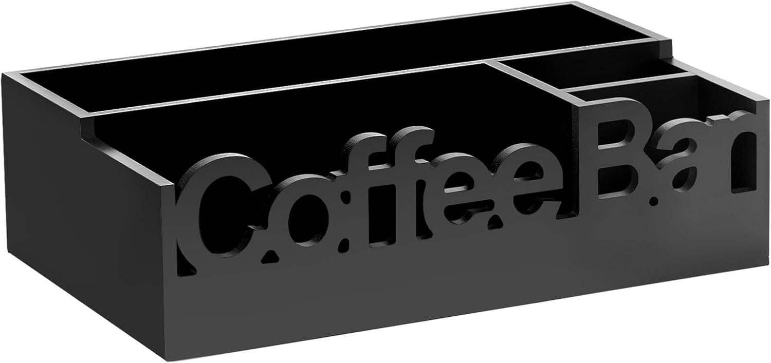 Coffee Bar Organizer Solid Multipurpose Coffee Pods Holder Easy to Use Condiment Storage Organizer Basket for Home Use(black)