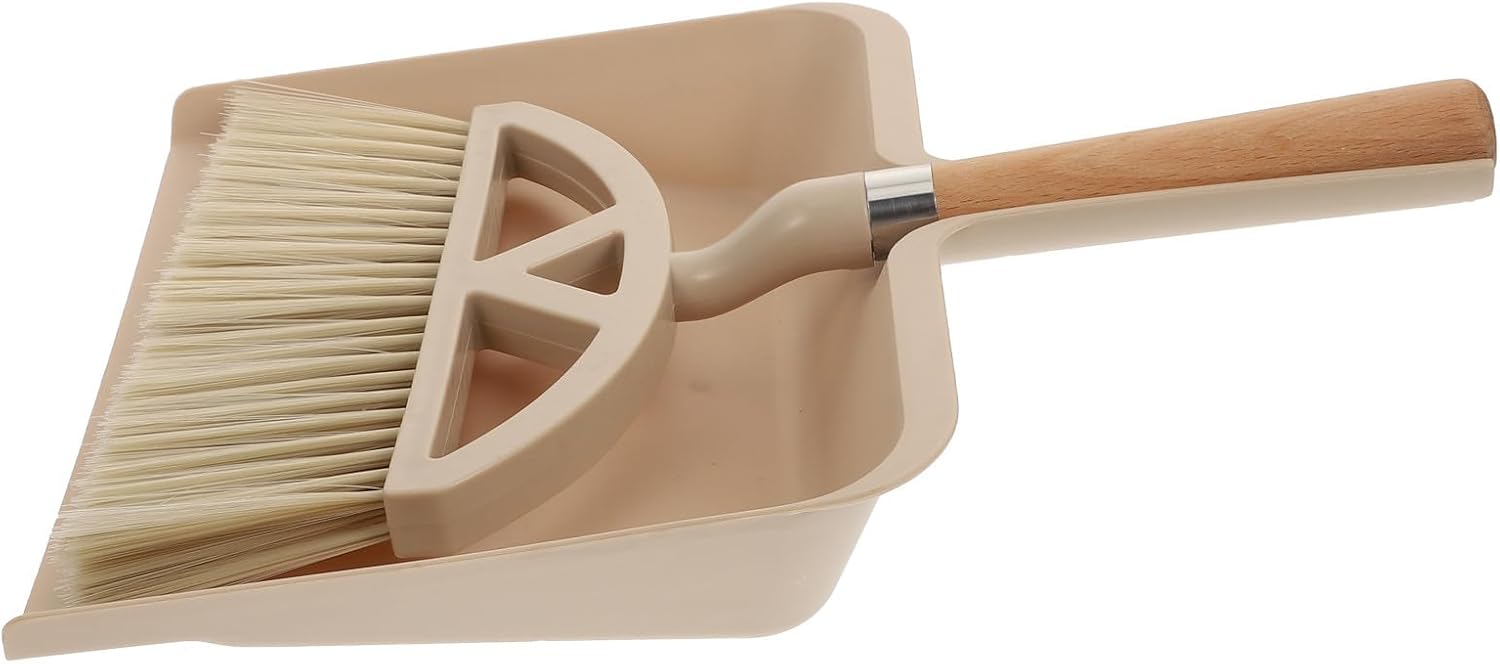 Amosfun Mini Cleaning Broom and Desktop Dustpan Set with Wooden Handle Household Table Cleaning Tools for Keyboard and Sofa Compact Accessory