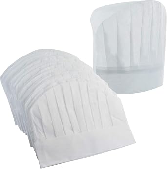 Chef Hats 40 Pcs Disposable Non-Woven Chef Supplies 9" White Culinary Hat Kitchen Cooking Chef Caps for Home Kitchen,Restaurants,Food Occasions,Classes and Parties 23" in Circumference