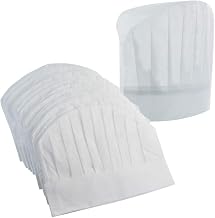 Gorros de Chef 40 Piezas Suministros de Chef Desechables No Tejidos Gorro Culinario Blanco de 9" Gorros de Chef de Cocina para Cocina Casera, Restaurantes, Ocasiones de Comida, Clases y Fiestas 23" de Circunferencia