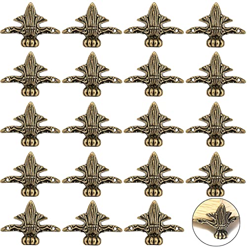 QINIZX 20pcs Antique Brass Box Legs Feet Corner Protector Decorative