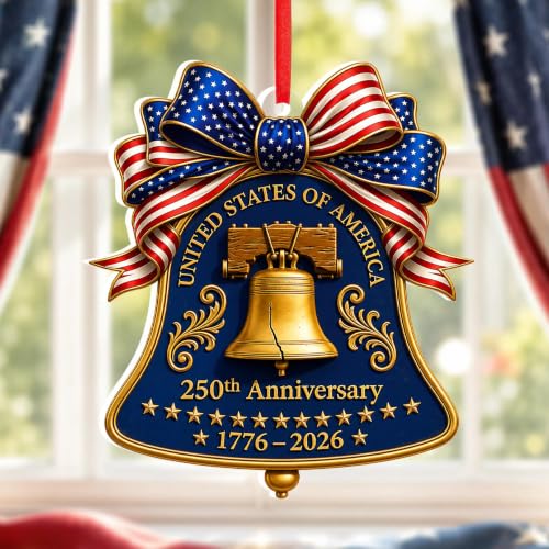 USA 250th Anniversary Ornament - Fourth of July Decorations - America 250 Decorations - 250th Anniversary USA Gift 17762026 Patriotic Keepsake for Tree Home & Holiday Display